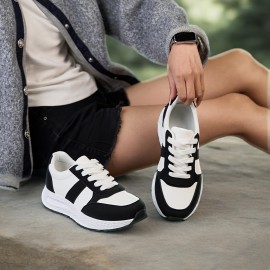 Women'S Breathable Slip-On Sneakers - Lightweight PVC & Fabric Upper, Soft EVA Insole, Black/White Casual Athletic Shoes for Running, Gym, Skateboarding & Travel, Ladies Sneakers