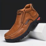 Men'S High-Top Ankle Boots - Stylish Brown Synthetic Cover with Black Rubber Sole, Comfortable EVA Insole, Perfect for Outdoor Hiking & Casual Wear, All-Season Versatile Design, Hiking Boots