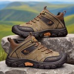 Men's All-Season Low-Top Hiking Boots - Heavy-Duty  & Rugged Sole, All-Terrain Traction for Outdoor Trekking, Camping, Work & Casual Wear - Durable All-Weather Ankle Shoes (Solid Color)
