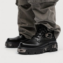 Men'S Vintage Outdoor Boots - Adjustable Lace-Up Ankle Support, Durable Synthetic Upper & Rubber Sole, All-Season Comfort for Hiking, Streetwear & Casual Outfits, Hiking Boots, Hiking Streetwear, Trendy Midboot, Secure Zipper Closure