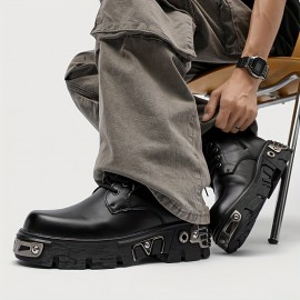 Men'S Vintage Outdoor Boots - Adjustable Lace-Up Ankle Support, Durable Synthetic Upper & Rubber Sole, All-Season Comfort for Hiking, Streetwear & Casual Outfits, Hiking Boots, Hiking Streetwear, Trendy Midboot, Secure Zipper Closure