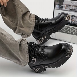 Men'S Vintage Outdoor Boots - Adjustable Lace-Up Ankle Support, Durable Synthetic Upper & Rubber Sole, All-Season Comfort for Hiking, Streetwear & Casual Outfits, Hiking Boots, Hiking Streetwear, Trendy Midboot, Secure Zipper Closure