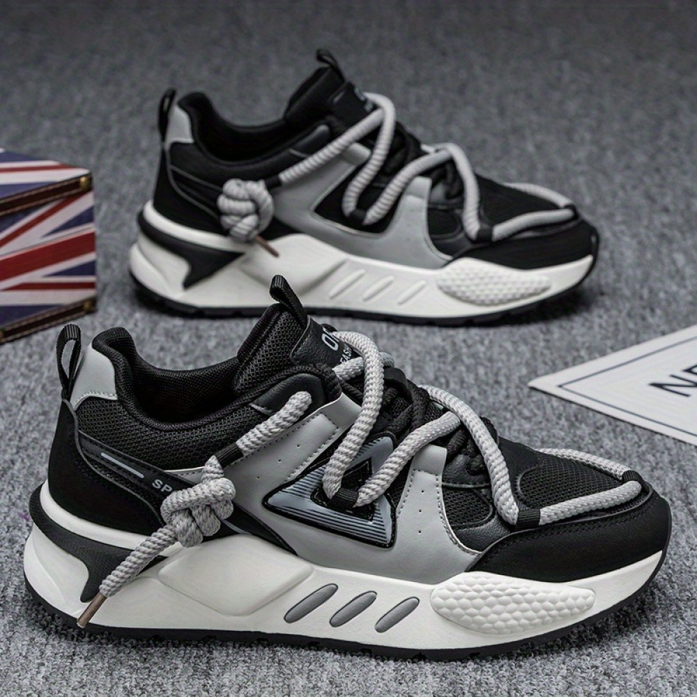 Men'S Summer Casual Sports Shoes Daddy Sneakers with Soft Bottom Lace-Up Closure Breathable Mesh Low Style Chunky Shoes