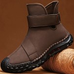 Men'S Chelsea Boots - Casual White & Black High-Top Work Shoes with Non-Slip Rubber Sole, Hook & Loop Closure, Comfortable Fabric Lining for Outdoor, Daily & Street Wea