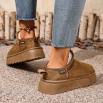 Women'S Winter Snow Boots - Slip-On Thick Platform Sole, Warm Fleece & Non-Slip Rubber Outsole, Elegant Low-Top Design for Cold Weather, Home & Outdoor - Multi-color Options (, Brown, Grey, Pink, Green, Purple, Orange, Red, Navy, Dark Brown