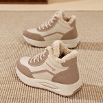 Women'S Lightweight High-Top Sneakers - & Brown Winter Shoes with Cushioned TPU Sole, Lace-Up Closure, Synthetic Cover Upper - All-Season Everyday & Formal Shoes for, Ladies - Easy-clean Minimalist Design, Ladies Sneakers, Casual Footwear